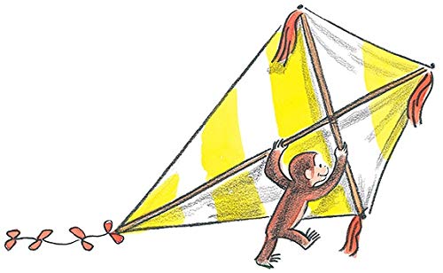 6 Inch Curious George Flying Kite Decal Classic Storybook Monkey Removable Peel Self Stick Wall Sticker Art (Decoration for Walls Laptop Tumbler) Nursery Bedroom Home Decor 4 x 6 1/2 inch