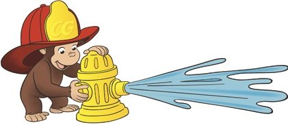 6 Inch Curious George Fireman Monkey Animal Removable Peel Self Stick Adhesive Vinyl Decorative Wall Decal Sticker Art Kids Room Home Decor Girl Boy Children Bedroom Nursery 6 1/2 x 2 1/2 inches
