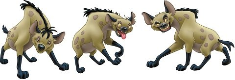 3 Piece Shenzi, Banzai and Ed Spotted Hyenas Lion King Movie Animal Removable Peel Self Stick Adhesive Vinyl Decorative Wall Decal Sticker Art Kids Room Home Decor Girl Boy Children 4 to 6 inches