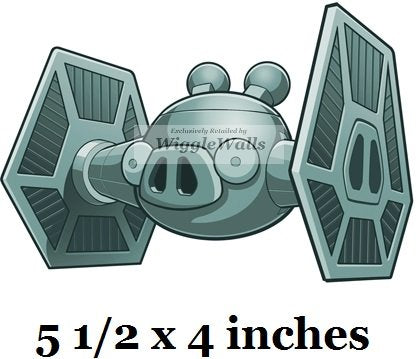 5 Inches Tie Fighter Bad Pig Pigs Piggy Angry Birds Star Wars Removable Peel Self Stick Adhesive Vinyl Decorative Wall Decal Sticker Art Kids Room Home Decor Girl Boy 5x4 Inch