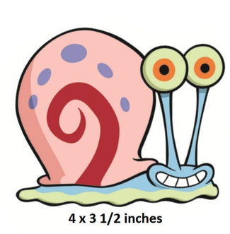 Cartoon snail with a pink shell and two eyes on blue legs, size 4 x 3 1/2 inches.
Gary the Snail Wall Decal SpongeBob SquarePants Removable Sticker Art Nickelodeon Peel and Stick Home Room Decor 4 x 3.5 inches