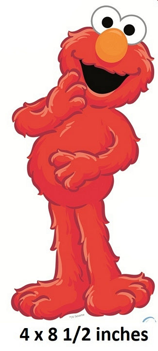 Red character with an orange nose and white eyes on a white background