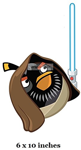 10 Inches OBI-Wan Kenobi Black Bomb Bird Angry Birds Star Wars Removable Peel Self Stick Wall Decal Sticker Art Kids Room Home Decor 6x10 Inch