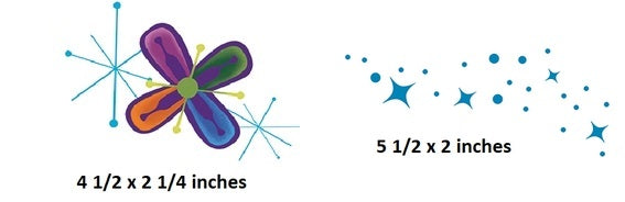 Colorful butterfly illustration with measurements on a white background