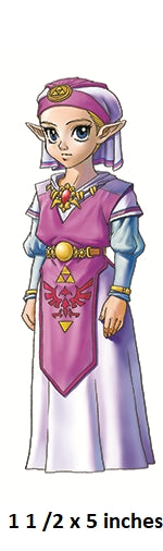 Young Princess Zelda Wall Decal Ocarina of Time Removable Sticker Art Nintendo Legend OoT Peel and Stick Home Room Decor 1.5 x 5 inches
