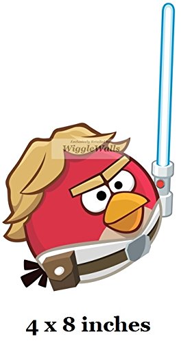 8 Inches Luke Skywalker Red Bird Angry Birds Star Wars Removable Peel Self Stick Adhesive Vinyl Decorative Wall Decal Sticker Art Kids Room Home Decor Girl Boy 4x8 Inch