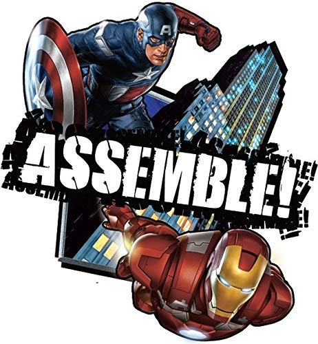 5 Inch Captain America Iron Man Assemble Logo Decal Marvel Comics Avengers Removable Peel Self Stick Vinyl Wall Sticker Art Kids Room Home Decor 5 x 5 Inch Tall