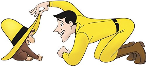 7 Inch Curious George Man in Yellow Hat Monkey Animal Removable Peel Self Stick Adhesive Vinyl Decorative Wall Decal Sticker Art Kids Room Home Decor Girl Boy Children Bedroom Nursery 7x3 inch C