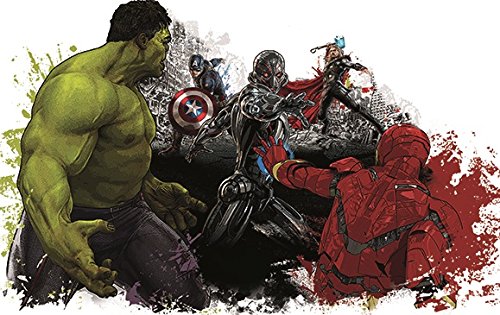8 Inch Marvel Avengers Assemble Group Hulk Iron Man Captain America Thor Battle Ultron Removable Wall Decal Sticker Home Decor 8 1/2 inch Wide x 5 inch Tall