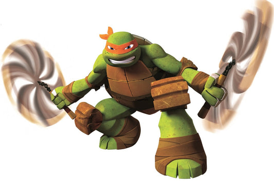 10 Inch Michelangelo Nunchucks Mikey Mike Orange Chucks Turtle TMNT Teenage Mutant Ninja Turtles Movie Removable Peel Self Stick Wall Decal Sticker Art Kids Room Home Decor 10 by 6 inches