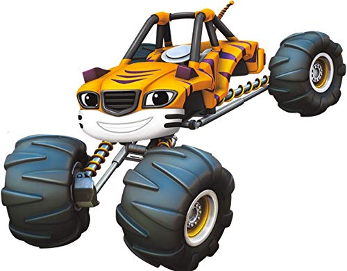 8 Inch Stripes Yellow Truck Decal Blaze and The Monster Machines Trucks Repositionable Removable Peel Self Stick Wall Sticker Art Home Decor (Decoration for Walls Laptop Yeti Tumbler) 8 by 6 inch