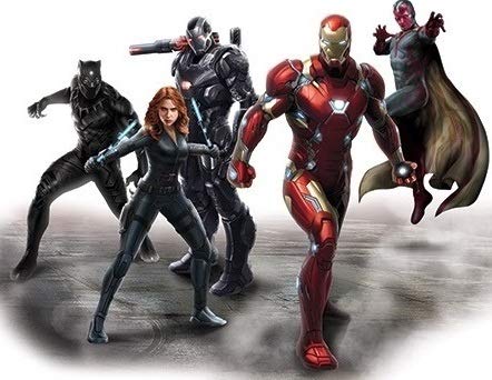 7 Inch Team Stark Black Panther Vision War Machine Black Widow Iron Man Captain America Civil War Avengers Removable Wall Decal Sticker Art Home Decor 7 1/2 x 5 inches