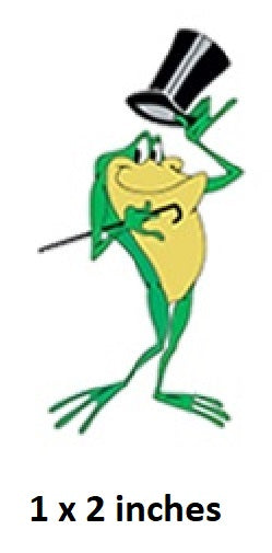 Animated frog character with a top hat and cane on a white background Michigan J. Frog