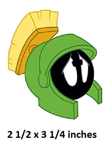 Cartoon character with a green helmet and yellow visor on a white background Marvin the Martian