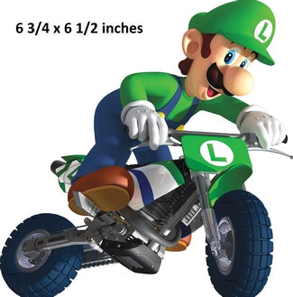 Motorcycle Luigi Wall Decal Super Mario Kart Wii Removable Sticker Art Nintendo Peel and Stick Home Room Decor 6.75 x 6.5 inches