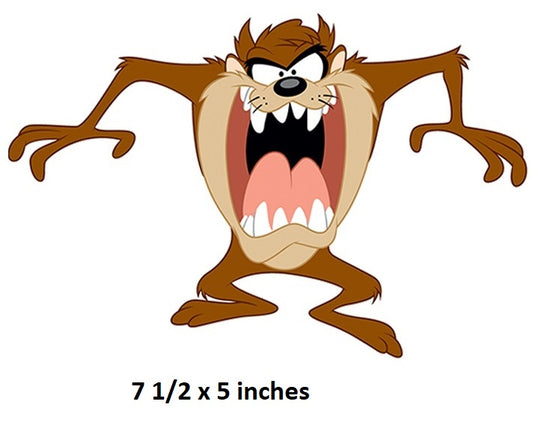 Cartoon character with open mouth and wide eyes on a white background Tasmanian Devil Taz 
