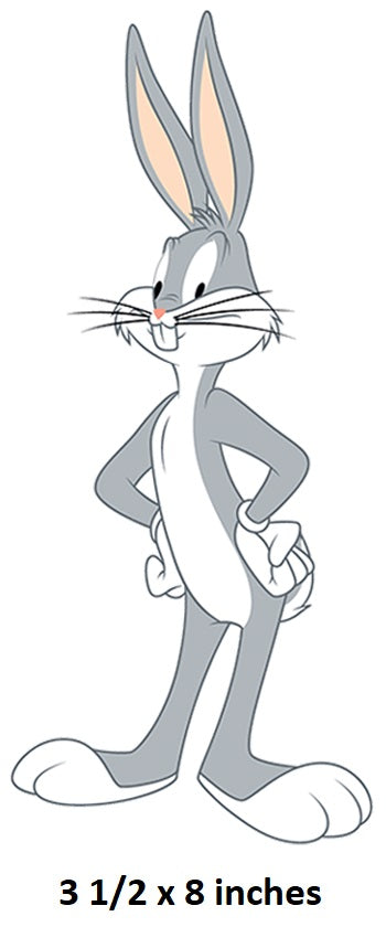 Cartoon character with long ears and a confident pose on a white background Buggs Bunny
