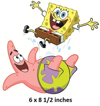 Cartoon characters on a white background with text indicating size. Nickelodeon 
