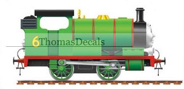 6 Inch Percy No. Number 6 The Small Engine Green Thomas The Tank and Friends Removable Wall Decal Sticker Art Home Decor 6 1/2 inches Wide by 3 inches Tall