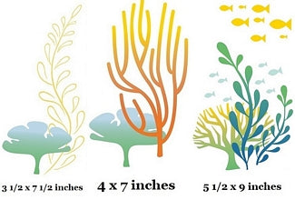 Set of underwater-themed wall decals with sizes indicated.