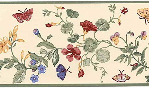 Waverly Wall Border 5504790 Parchment Blair Garden Wallpaper Flowers Flower Trail Vine Butterflies Home Decor