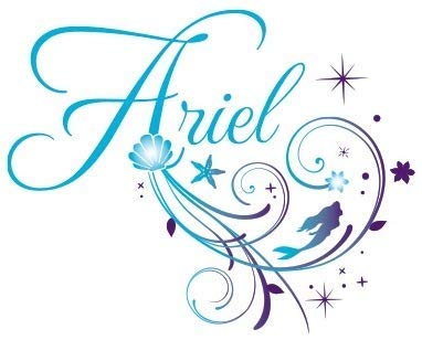 3 Inch Sparkle Glitter Ariel Text Decal Disney Little Mermaid Princess Princesses Removable Wall Sticker Art Walt Home Decor 3 1/2 by 3 inch