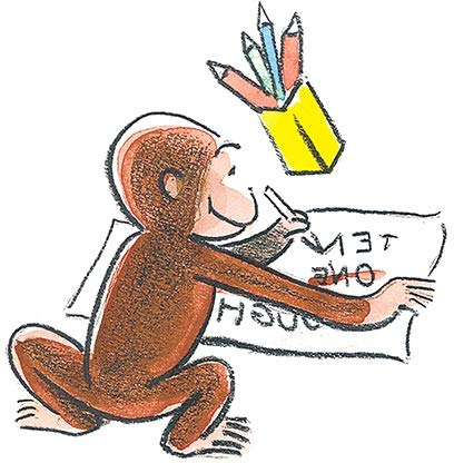 5 Inch Curious George Crayons Decal Classic Storybook Monkey Removable Peel Self Stick Wall Sticker Art (Decoration for Walls Laptop Yeti Tumbler) Nursery Bedroom Home Decor 5 x 5 inch