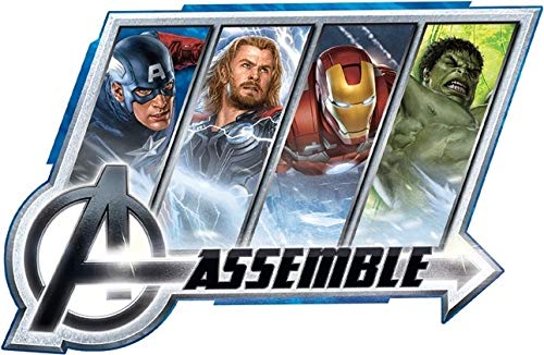 6 Inch Avengers Assemble Characters Logo Decal Iron Man Captain America Thor Hulk Black Marvel Comics Removable Peel Self Stick Vinyl Wall Sticker Art Kids Room Home Decor 5 1/2 x 3 1/2 Inch Tall