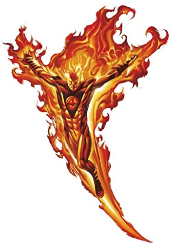 9 inch Human Torch Johnny Storm Classic Fantastic Four 4 Marvel Comics Removable Peel Self Stick Adhesive Vinyl Decorative Wall Decal Sticker Art Kids Room Home Decor Boys Children 6x9 inch