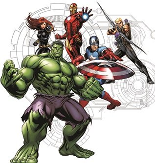 9 Inch Marvel Avengers Assemble Group Hulk Iron Man Captain America Hawkeye Black Widow Removable Wall Decal Sticker Home Decor 8 1/2 inch Wide x 9 inch Tall
