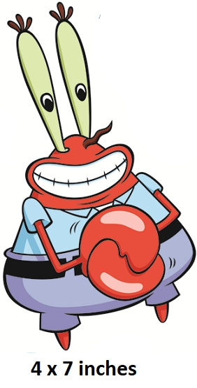 Cartoon character with a size label indicating 4 x 7 inches   Eugene Harold Mr Krabs Wall Decal SpongeBob SquarePants Krusty Krab Removable Sticker Art Nickelodeon Peel and Stick Home Room Decor 4 x 7 inches