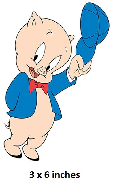 Cartoon character in a blue suit with a red bow tie, holding a blue hat, on a white background.
