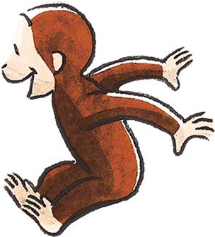 4 Inch Curious George Jumping Decal Classic Storybook Monkey Removable Peel Self Stick Wall Sticker Art (Decoration for Walls Laptop Yeti Tumbler) Nursery Bedroom Home Decor 3 1/2 x 4 inch