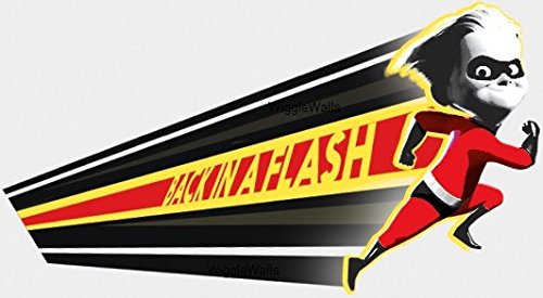 7 Inch Back in a Flash Dashiell Robert Dash Parr Logo Boy Brother Incredibles 2 Movie Removable Peel Self Stick Wall Decal Sticker Art Bathroom Kids Room Walt Disney Pixar Home Decor 7 by 3 1/ inches