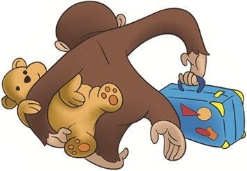4 Inch Curious George Monkey Animal Removable Peel Self Stick Adhesive Vinyl Decorative Wall Decal Sticker Art Kids Room Home Decor Girl Boy Children Bedroom Nursery 4 1/2 x 3 inches Tall