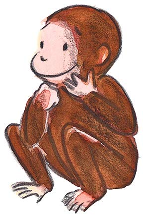 5 Inch Curious George Sitting Decal Classic Storybook Monkey Removable Peel Self Stick Wall Sticker Art (Decoration for Walls Laptop Yeti Tumbler) Nursery Bedroom Home Decor 3 1/2 x 5 inch