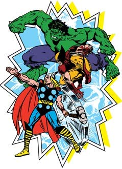 4 Inch Thor Hulk Wolverine Marvel Comics Removable Peel Self Stick Adhesive Vinyl Decorative Wall Decal Sticker Art Kids Room Home Decor Boys Children 3 x 4 inches