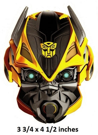 Yellow and black mask with green eyes on a white background