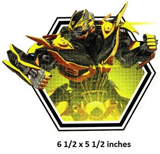 Robot character with yellow and black design on a white background