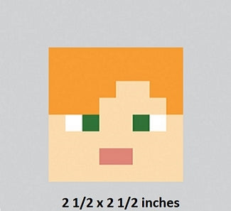 Cartoon character with orange hair and green eyes on a gray background