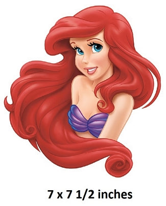 Cartoon character with red hair and a purple bow, size 7 x 7 1/2 inches.