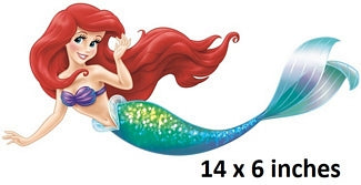 Mermaid figurine with red hair and a colorful tail on a white background