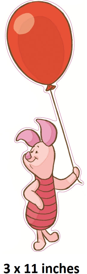 Cartoon character holding a red balloon with dimensions 3 x 11 inches.