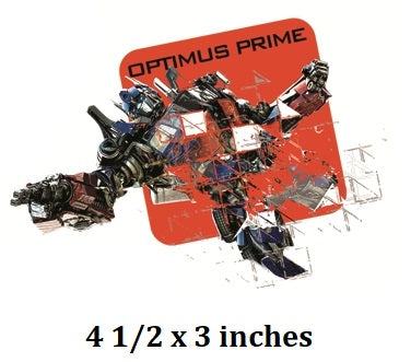 Transforming robot  with Optimus Prime , 4 1/2 x 3 inches.