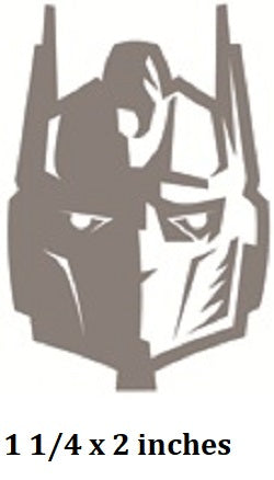 Stylized robot head decal with crossed guns on a white background