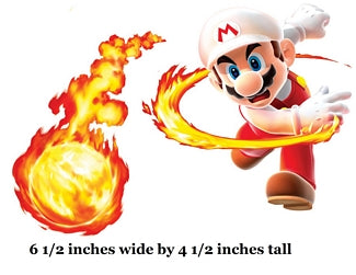 Animated character with fireball, size indicated in inches