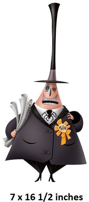 Cartoon character in a suit with a long nose and newspaper, standing 7 x 16 1/2 inches.