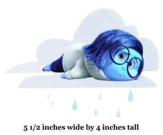 Blue animated character lying on a cloud with text indicating size.