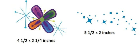 Colorful butterfly illustration with measurements on a white background