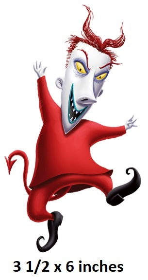 Animated character in a red outfit with a tail, on a white background